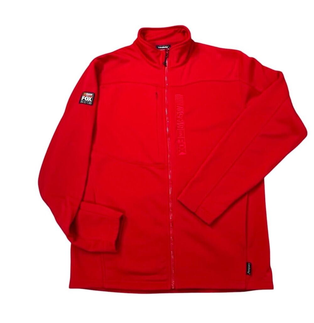 NASCAR on FOX Full Zipper Fleece Lined Polyester Jacket Red Men's Size XL